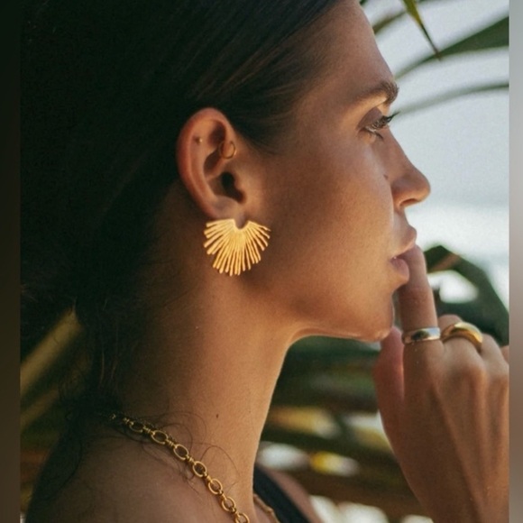 Zara Gold Sun Ray Earrings - Picture 2 of 4